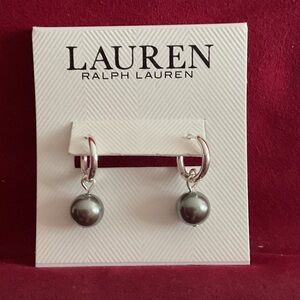 Lauren Ralph Lauren Silver Earrings with Gray Pearls
